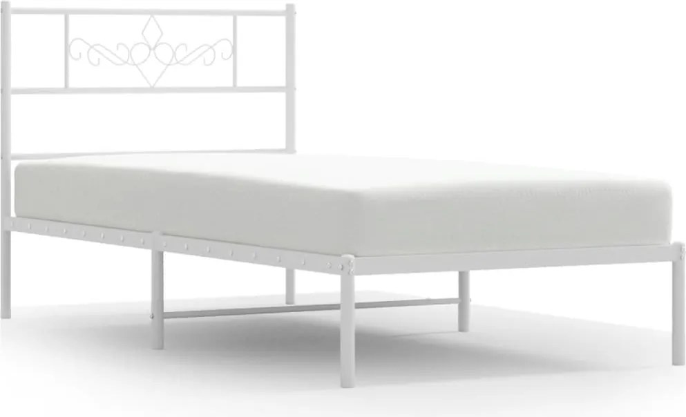 vidaXL fehér fém ágykeret fejtámlával 90x190 cm