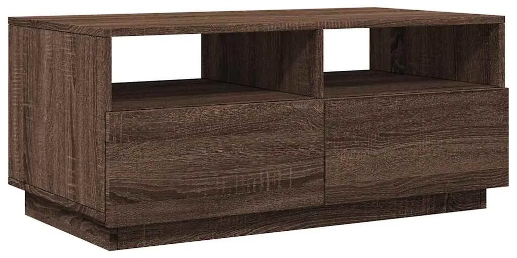 Barna tölgyszínű dohányzóasztal LED-lámpákkal 90x49x40 cm