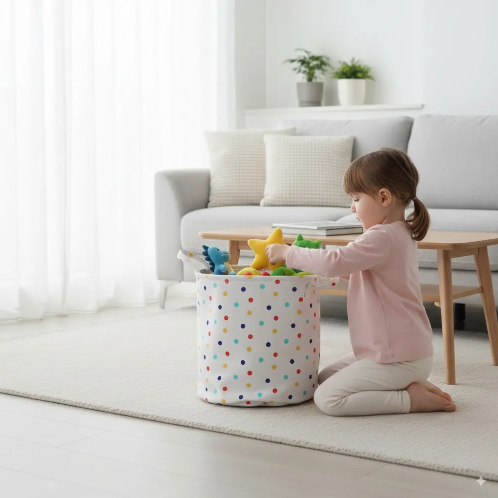 Pöttyös tároló kosár 25 x 30 cm - s méret