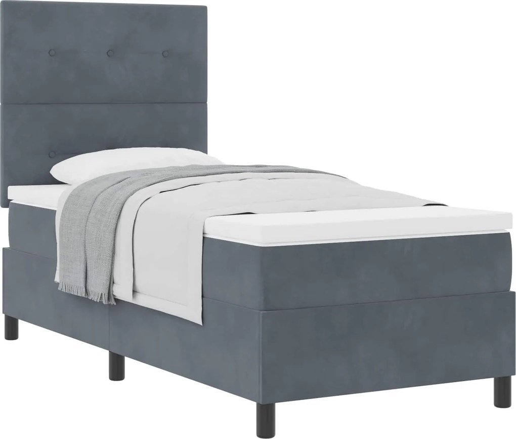 vidaXL Boxrugós ágy matracmal Sötétszürke 80 x 200 cm szövet