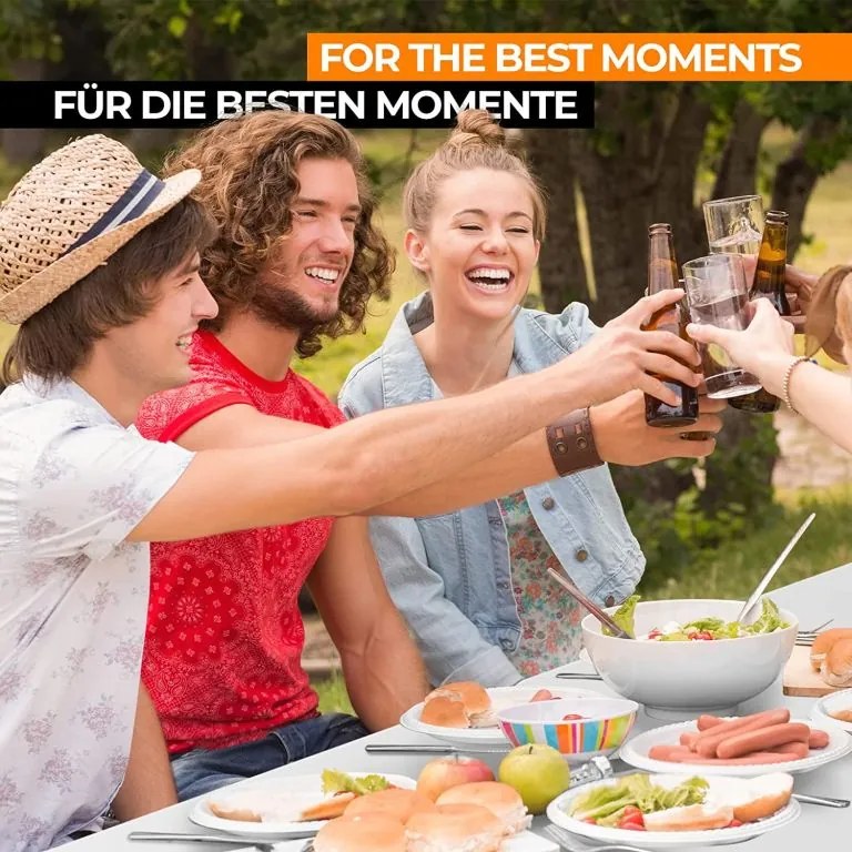 JAGO Összecsukható asztal 8 személyes 183 cm fehér