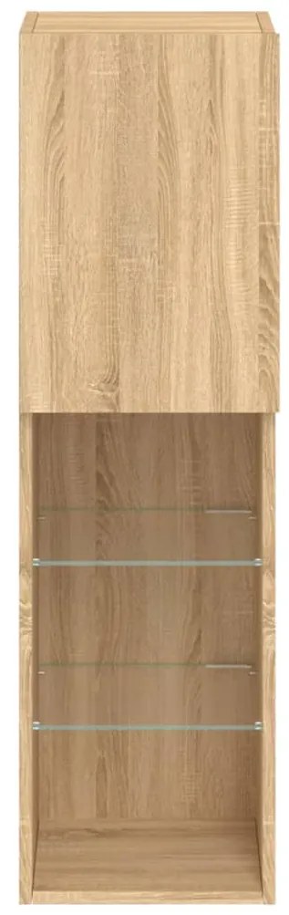 sonoma tölgy színű TV-szekrény LED-lámpákkal 30,5 x 30 x 102 cm