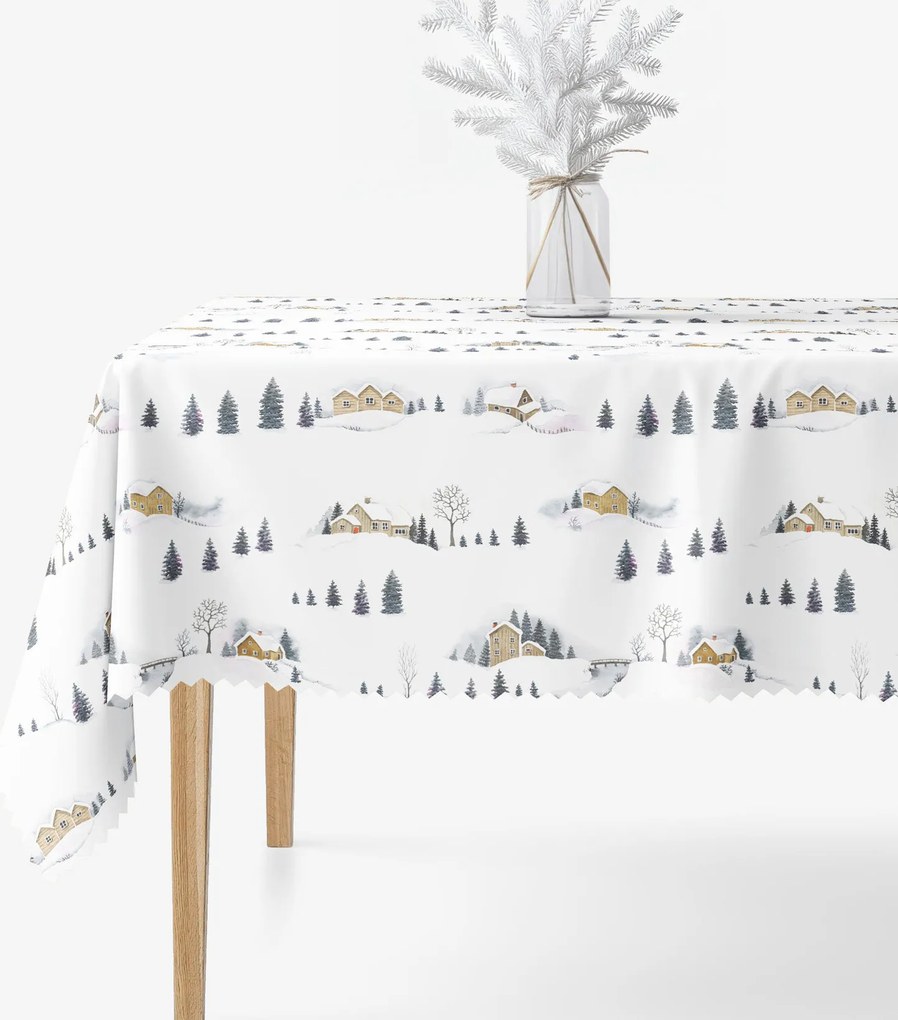 Goldea karácsonyi teflonbevonatú asztalterítő - téli táj 120 x 180 cm