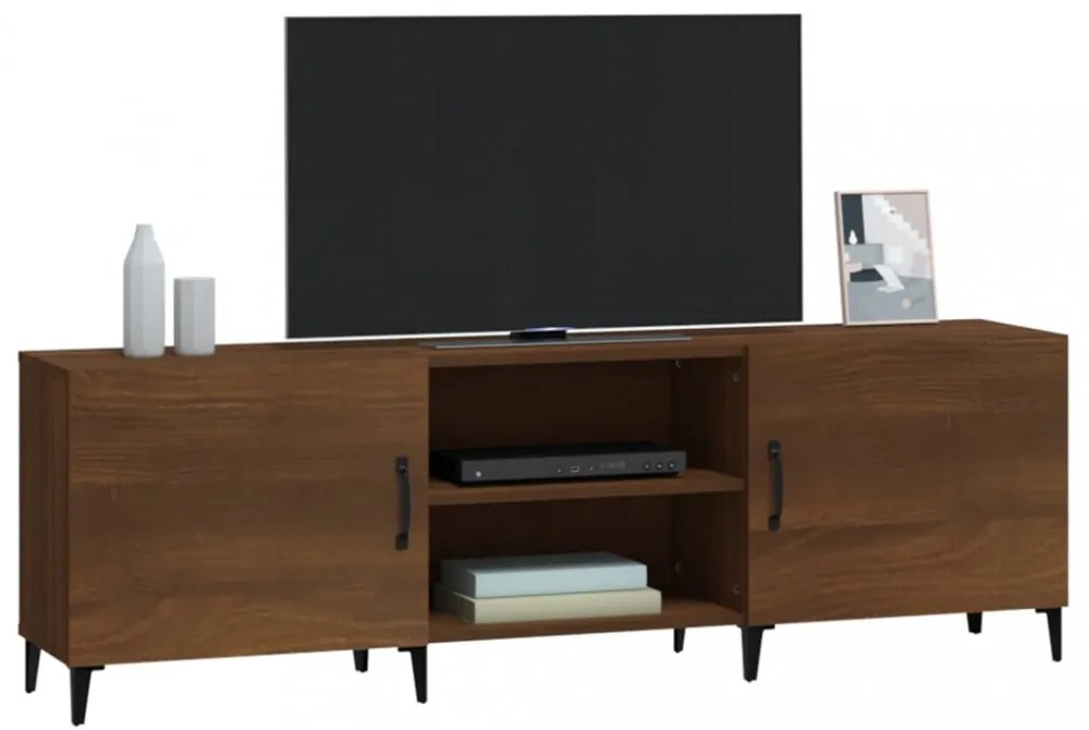 barna tölgy színű szerelt fa TV-szekrény 150 x 30 x 50 cm