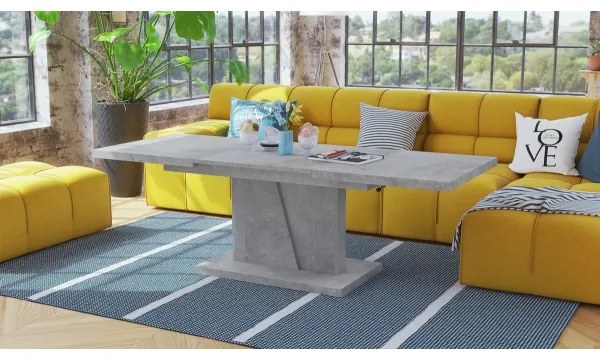 NINO bővíthető dohányzó- és étkezőasztal emelhető asztallappal, beton szürke