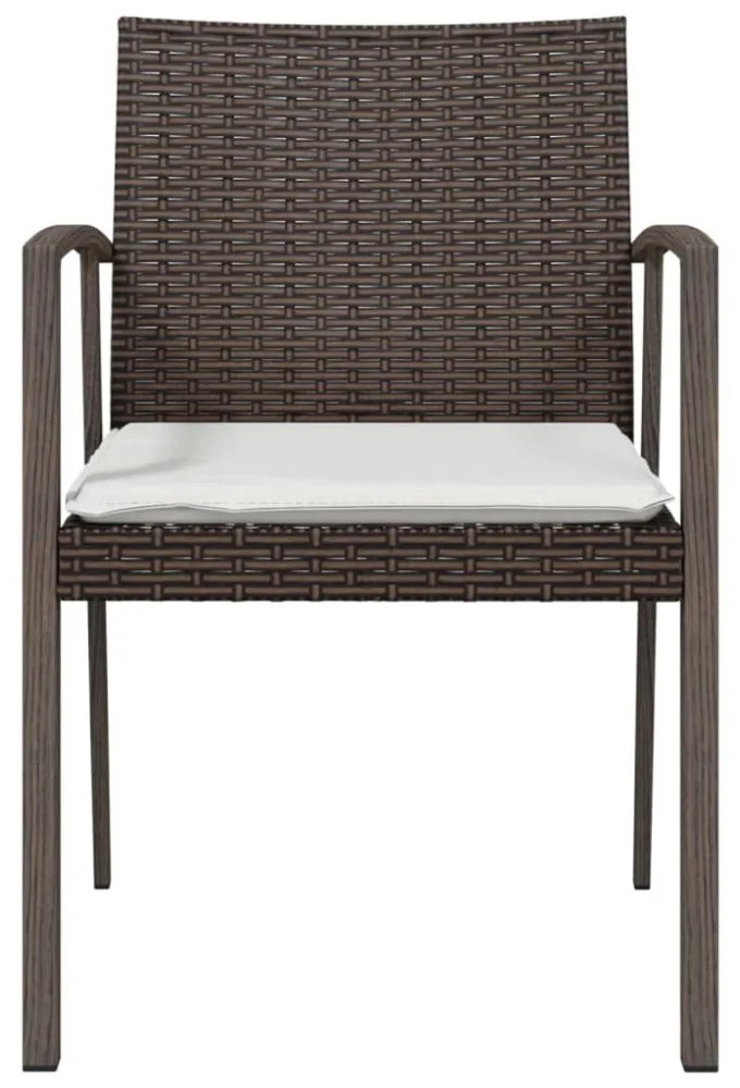 4 db barna polyrattan kerti szék párnával 56,5x57x83 cm