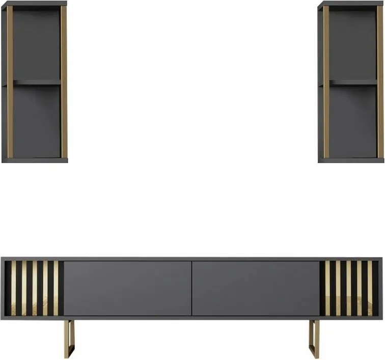 Tévés szekrény polcokkal Linie Anthracite and Gold