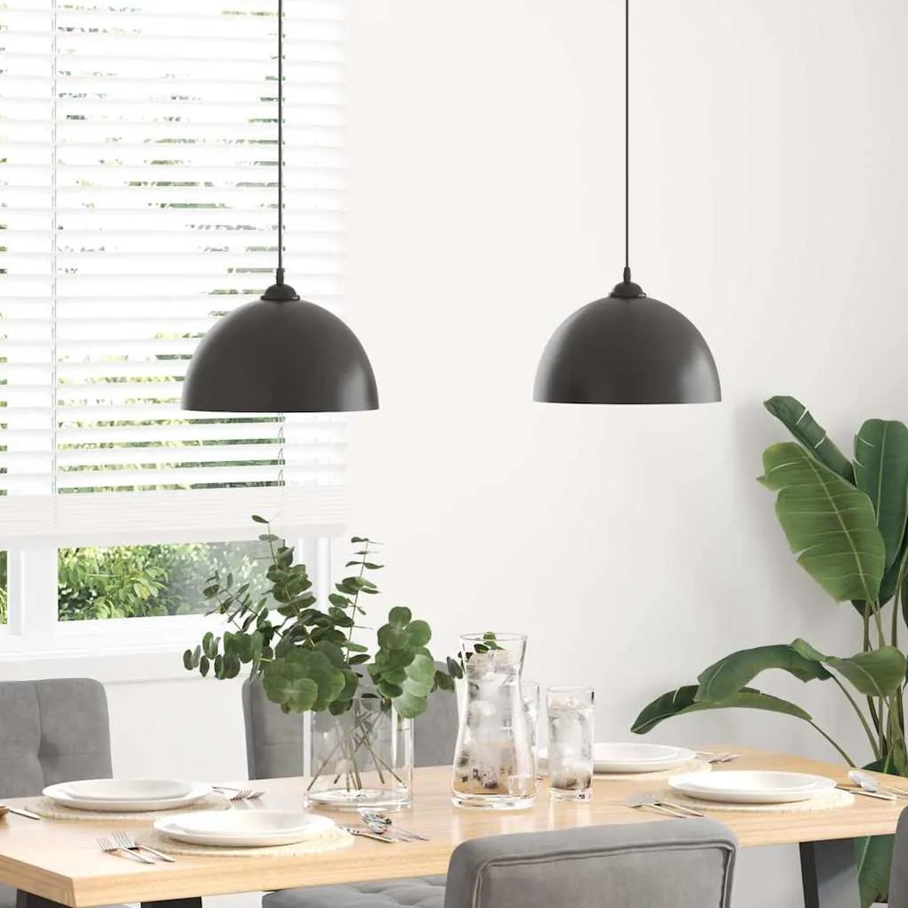 függőlámpák 2 db Állítható magasságú E27 fekete Ø 30 cm Fém