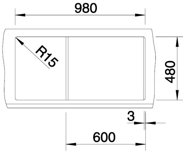 Blanco Metra 6 S, szilgránit mosogató 1000x500x190 mm, 1,5-kamrás, fekete, BLA-525927