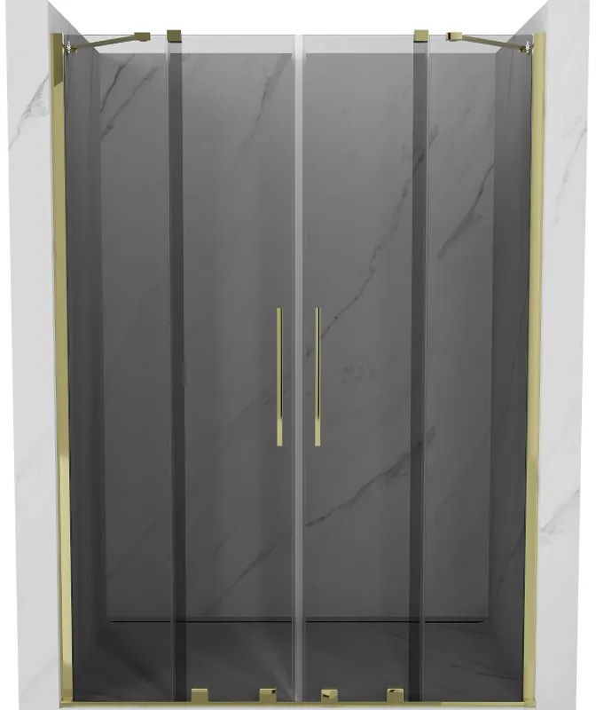 Mexen Velar Duo, tolózuhanyajtó nyitáshoz 160 cm, 8mm szürke üveg, arany fényes, 871-160-000-42-50