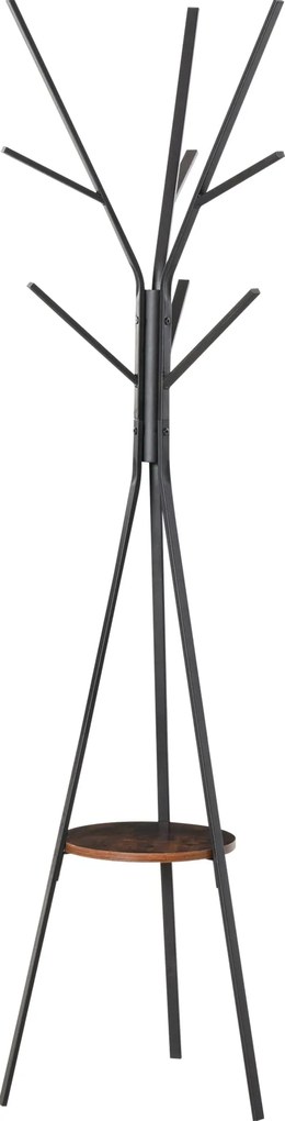 HOMCOM Kabáttartó, Kabároknak 8 Akasztóval, Kabáttartó Polccal, Álló Ruhásszekrény Ruhákhoz, Kalapokhoz, Táskához, Fém, Barna, 45 x 45 x 180 cm | Aoso