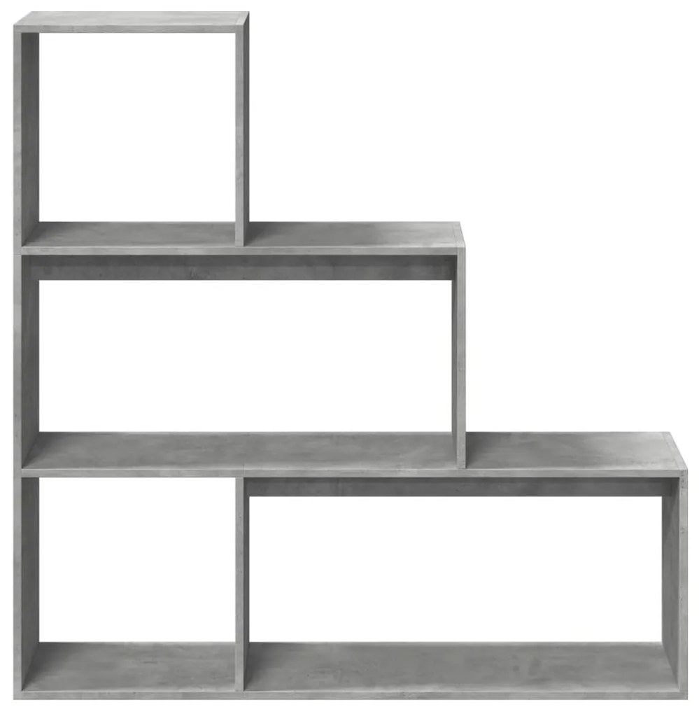 3 szintes betonszürke fa elválasztó könyvespolc 123x29x123 cm