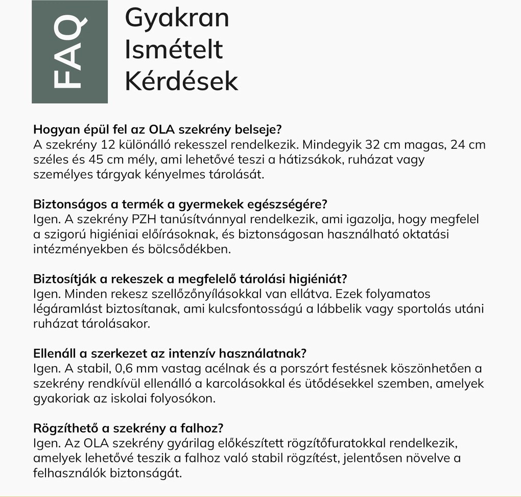 Fém öltözőszekrény, 12 rekeszes OLA, 1090 x 1200 x 450 mm, szürke-többszínű