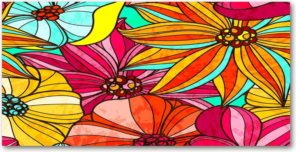 Konyhai panel Virágos mintás 100x50 cm Ragasztó