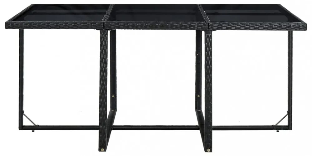 vidaXL 11-részes fekete polyrattan kültéri étkezőszett párnákkal