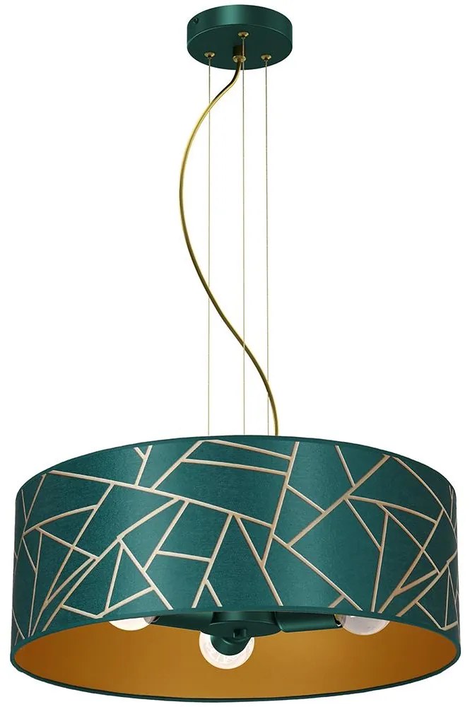 Csillár zsinóron ZIGGY 3xE27/60W/230V zöld/arany