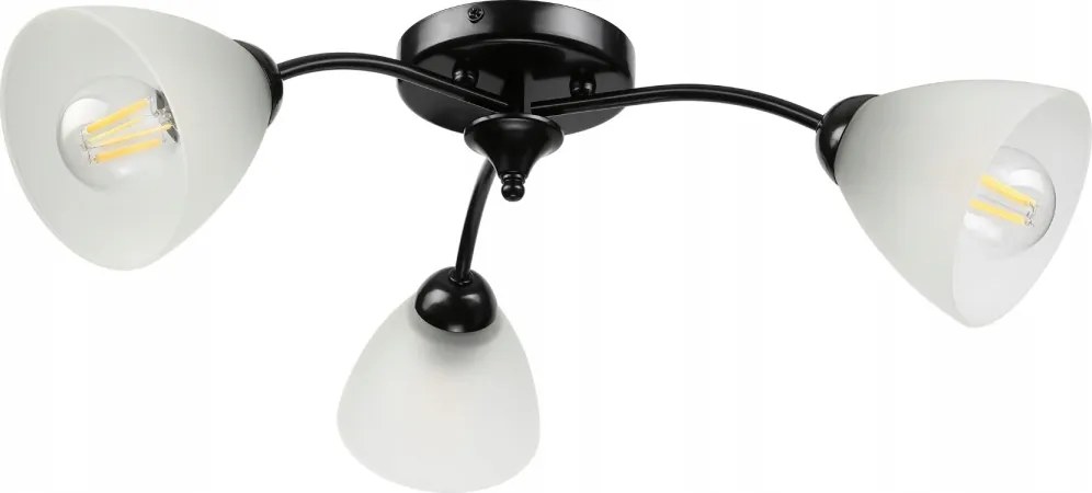 Lampa sufitowa Arco 3-punktowa czarna E27 transparentne klosze
