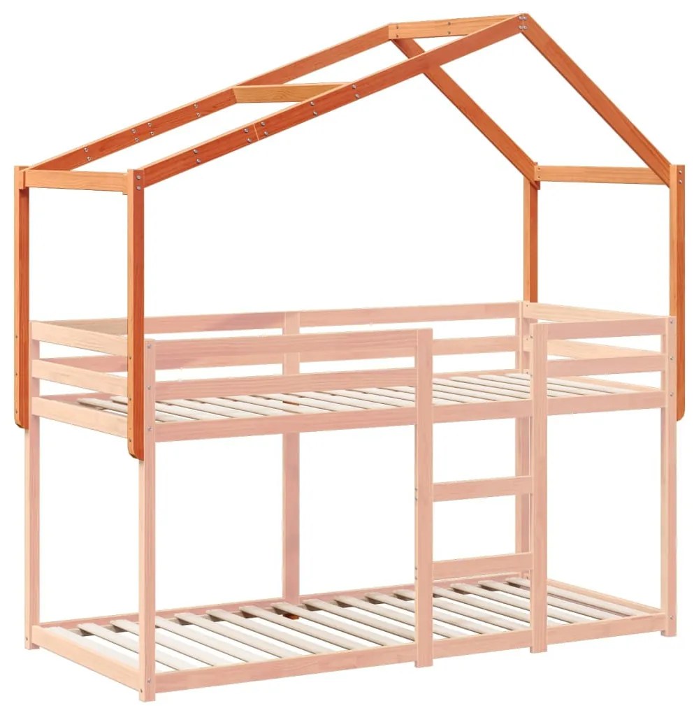 viaszbarna tömör fenyőfa gyerekágytető 213 x 95,5 x 144,5 cm