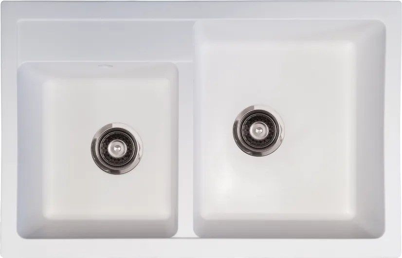 Quadro Plus 2D Metalac 171008 Gránit Mosogatótálca - Extra mély, Kétmedencés, Fehér