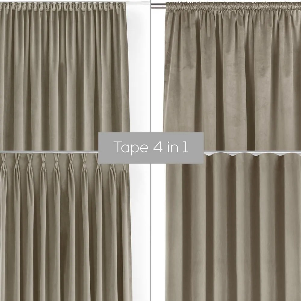 Bézs bársony dimout (részleges sötétítő) függöny 265x250 cm Velto – Filumi
