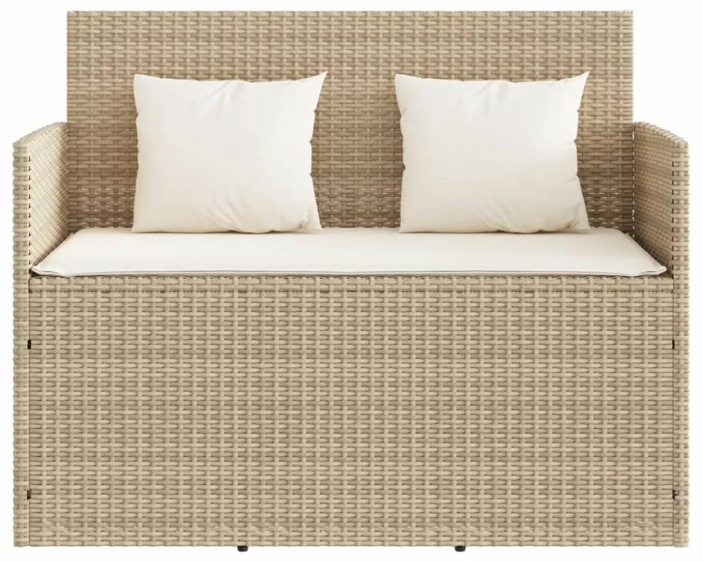 bézs polyrattan kerti pad párnákkal