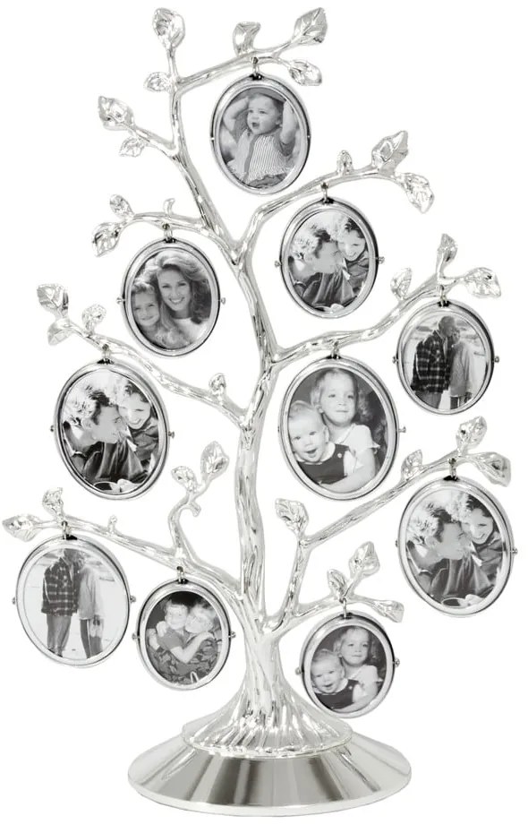Ezüstszínű fém álló képkeret 27x18 cm Family Tree – Zilverstad