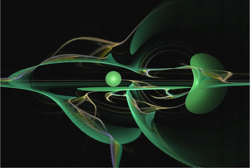 Flizelin tapéta Prémium fali zöld hullámok 104x70 ragasztó