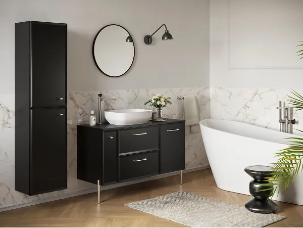 Cersanit S1022-007 - Falra szerelhető fürdőszobai szekrény MILLE 20x45 cm matt fekete