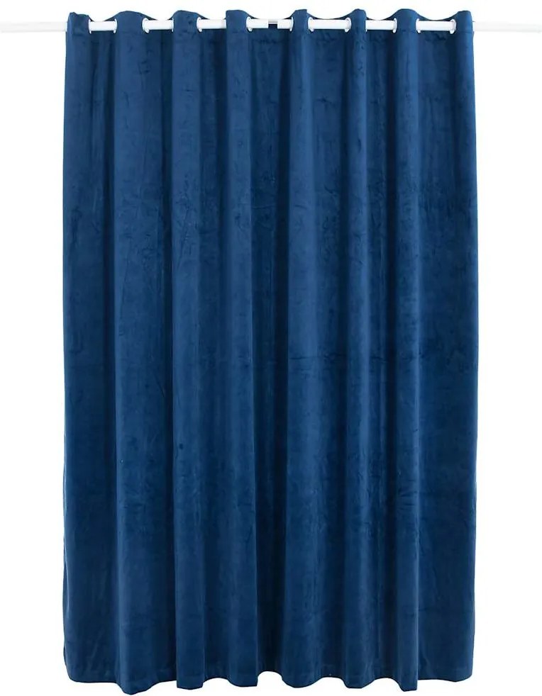vidaXL sötétkék bársony sötétítőfüggöny fémkarikákkal 290 x 245 cm