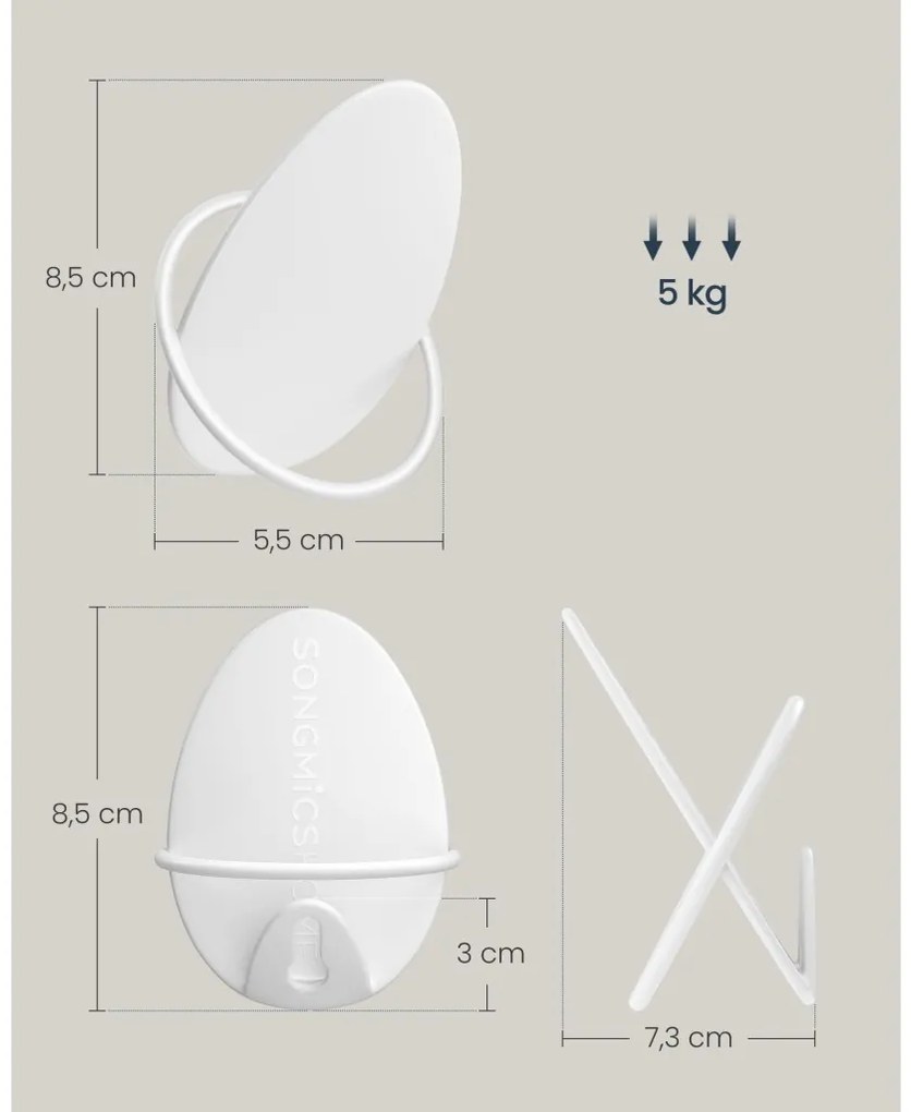 Fali fogas 4 db, falra szerelhető, fehér