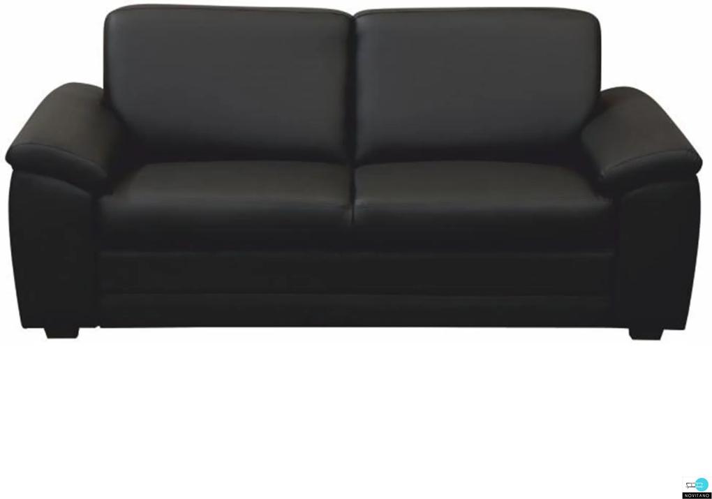 3- személyes kanapé támasztékokkal, textilbőr fekete, BITER