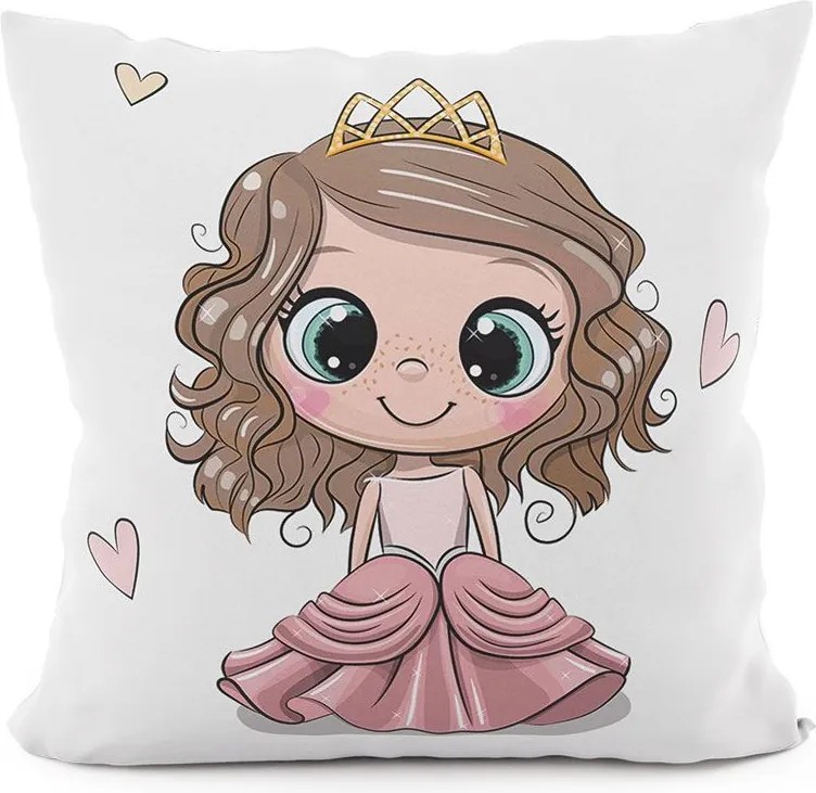 Dekoratív párnahuzat Princess 40x40 bársony fehér rózsaszín aranyos barna