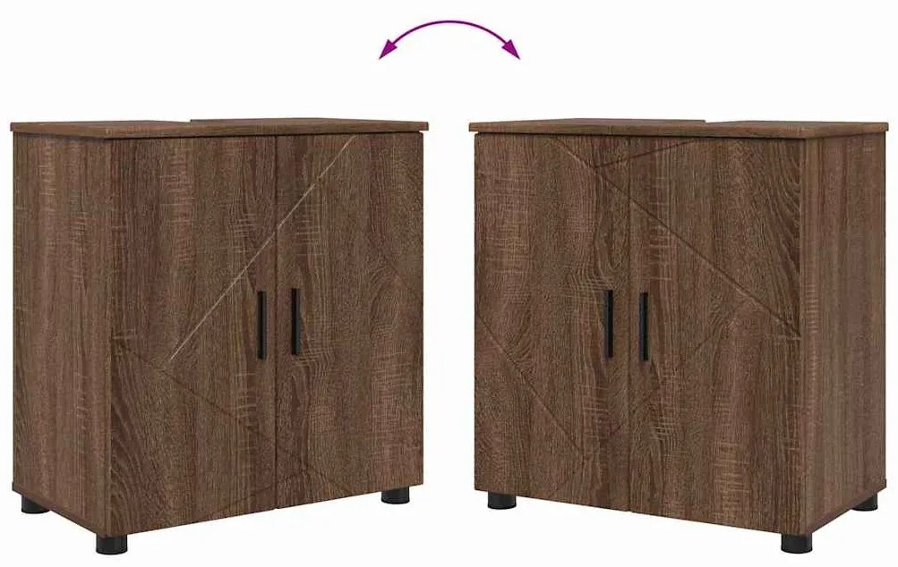 Fürdőszoba bútor szett 2 pcs barna tölgy 61 x 35 x 64 cm
