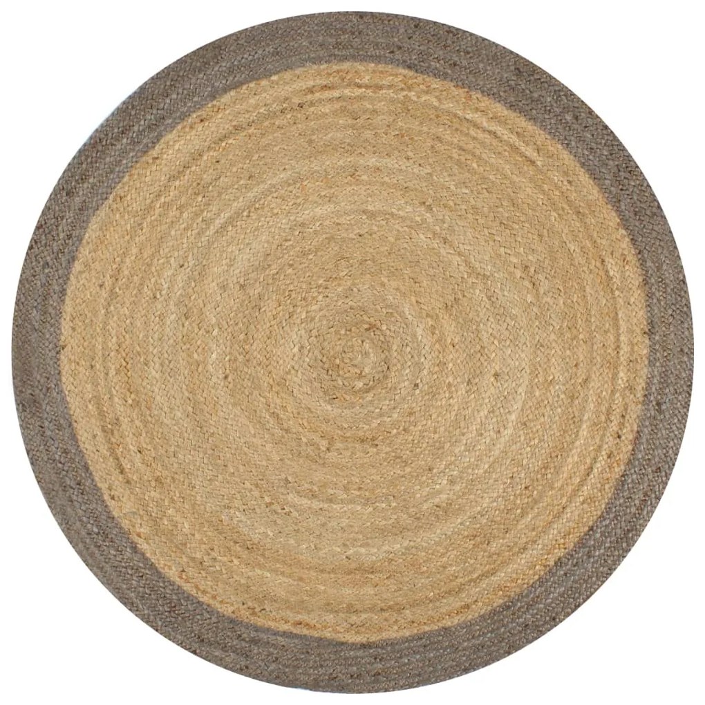 szürke szélű kézzel font jutaszőnyeg 120 cm