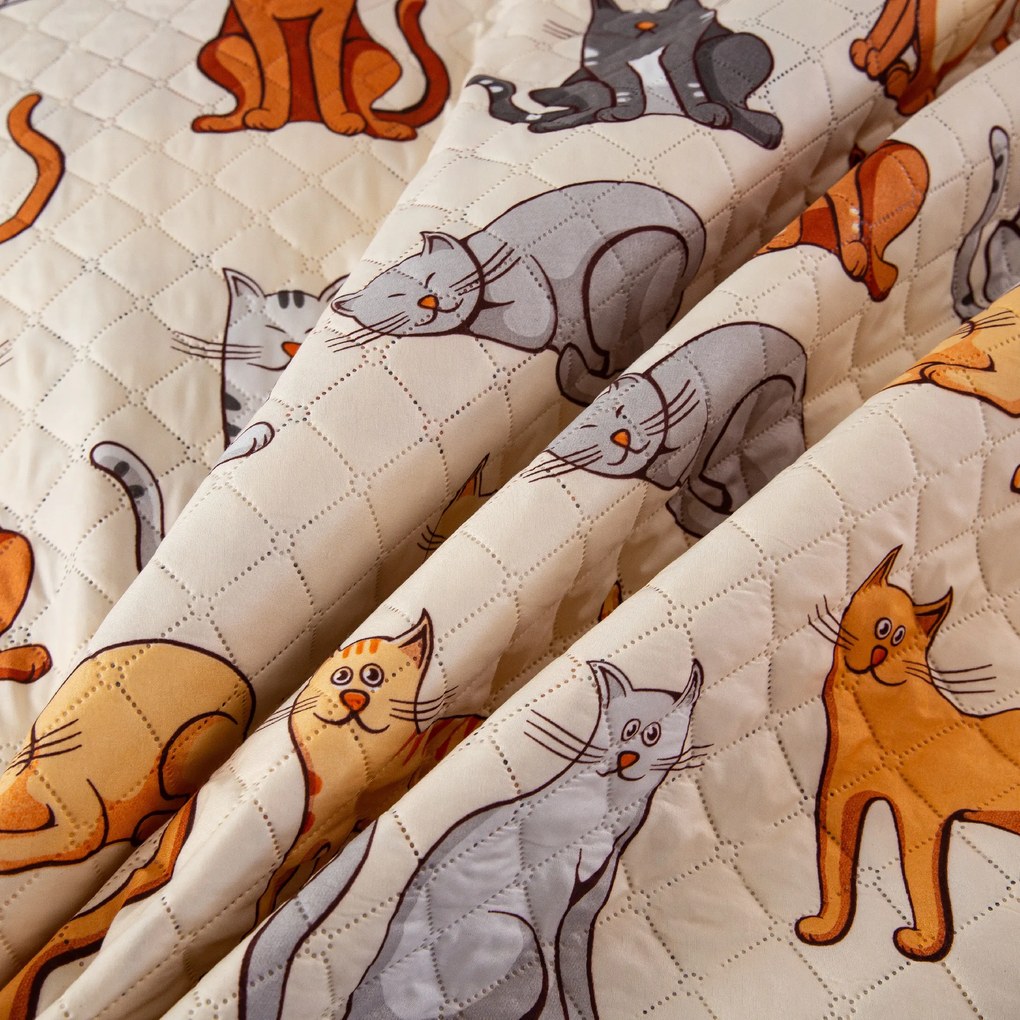 Ágytakaró COLORED CATS krémszínű Méret: 220 x 240 cm