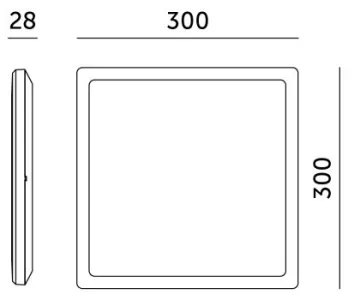 NIVERA LED 18W 230V IP54 fürdőszobai mennyezeti lámpa 30x30 cm fekete