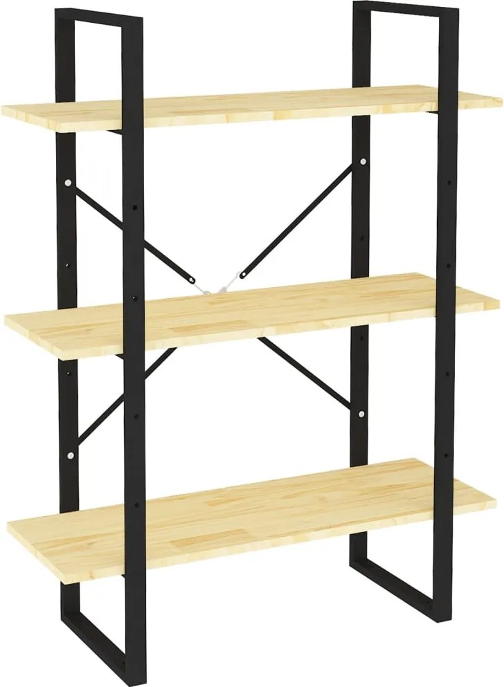 vidaXL háromszintes tömör fenyőfa könyvszekrény 80 x 30 x 105 cm