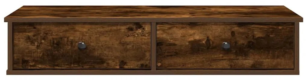 füstölt tölgy szerelt fa falipolc fiókokkal 100 x 37,5 x 19 cm