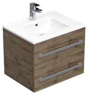 SAT Cube Way Fürdőszobaszekrény mosdóval 60x53x46 cm Wellington tölgy matt CUBE46602DWMOD