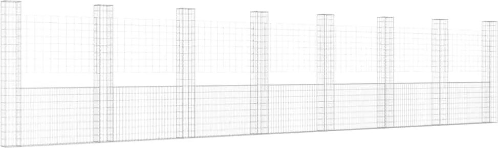 vidaXL U-alakú vas gabionkosár 8 oszloppal 860 x 20 x 200 cm