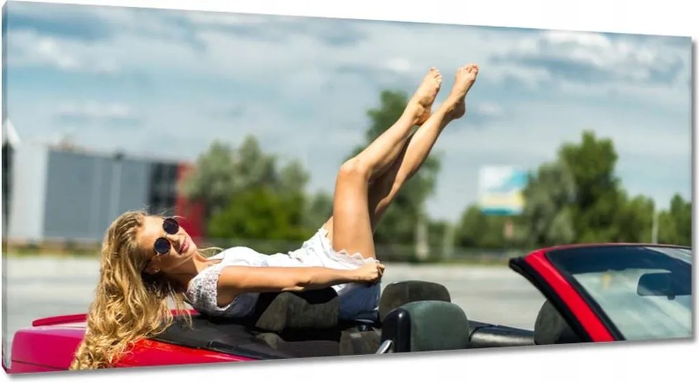 Vászonkép 115x55 Csaj a kabrióban