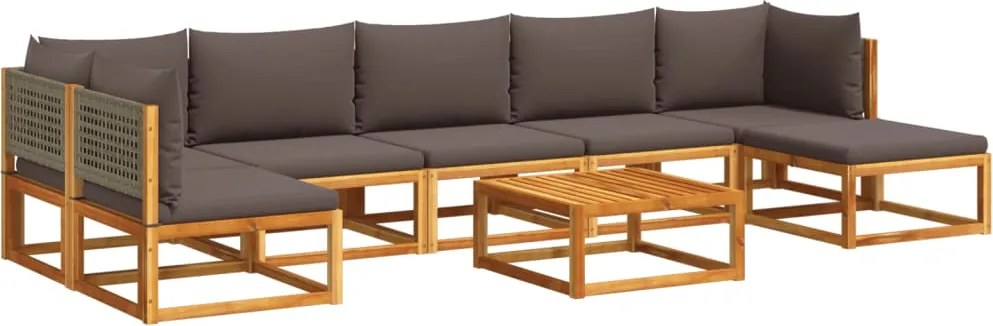 vidaXL 8 darabos akácfa és rattan kerti kanapégarnitúra párnákkal