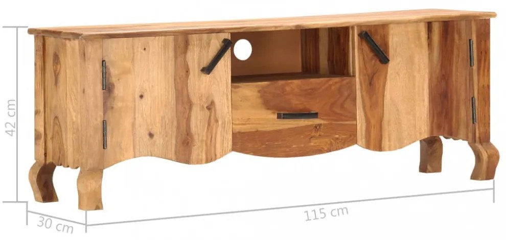 tömör fa TV-szekrény 115 x 30 x 42 cm