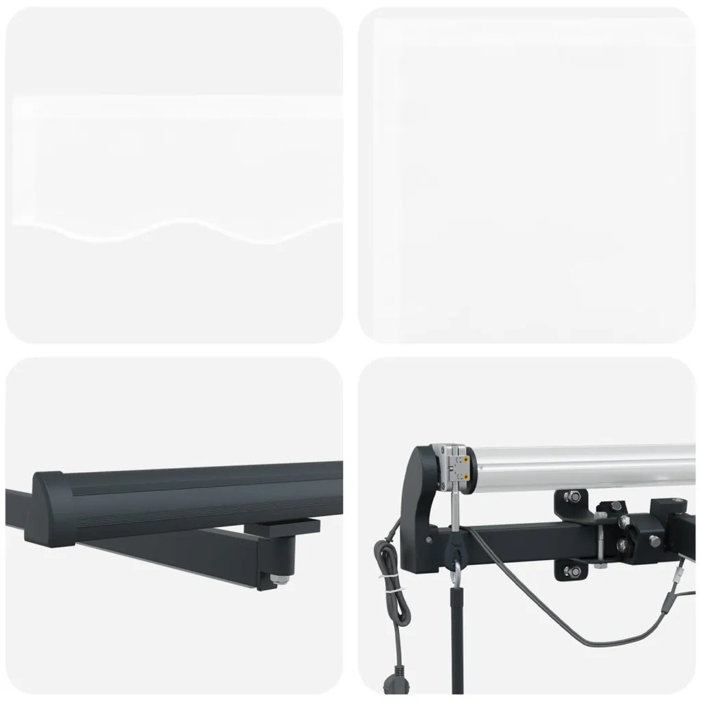 Automatikus Behúzható Napellenző LED világítással Fehér 400x300 cm