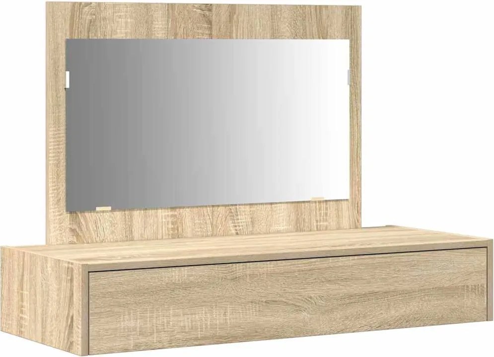 vidaXL Öltözködőasztal fiókkal tükörrel Barna 100 x 40 x 70 cm Faanyag