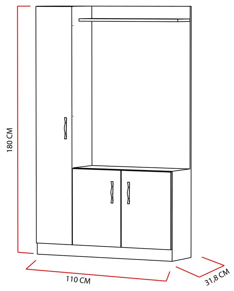 Előszobafal Neturella (fehér + teak) . 1102378