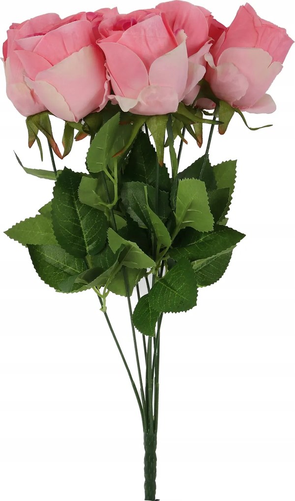 Virágcsokor 9 Rózsa 45CM Rózsaszín Színben Árnyékolt