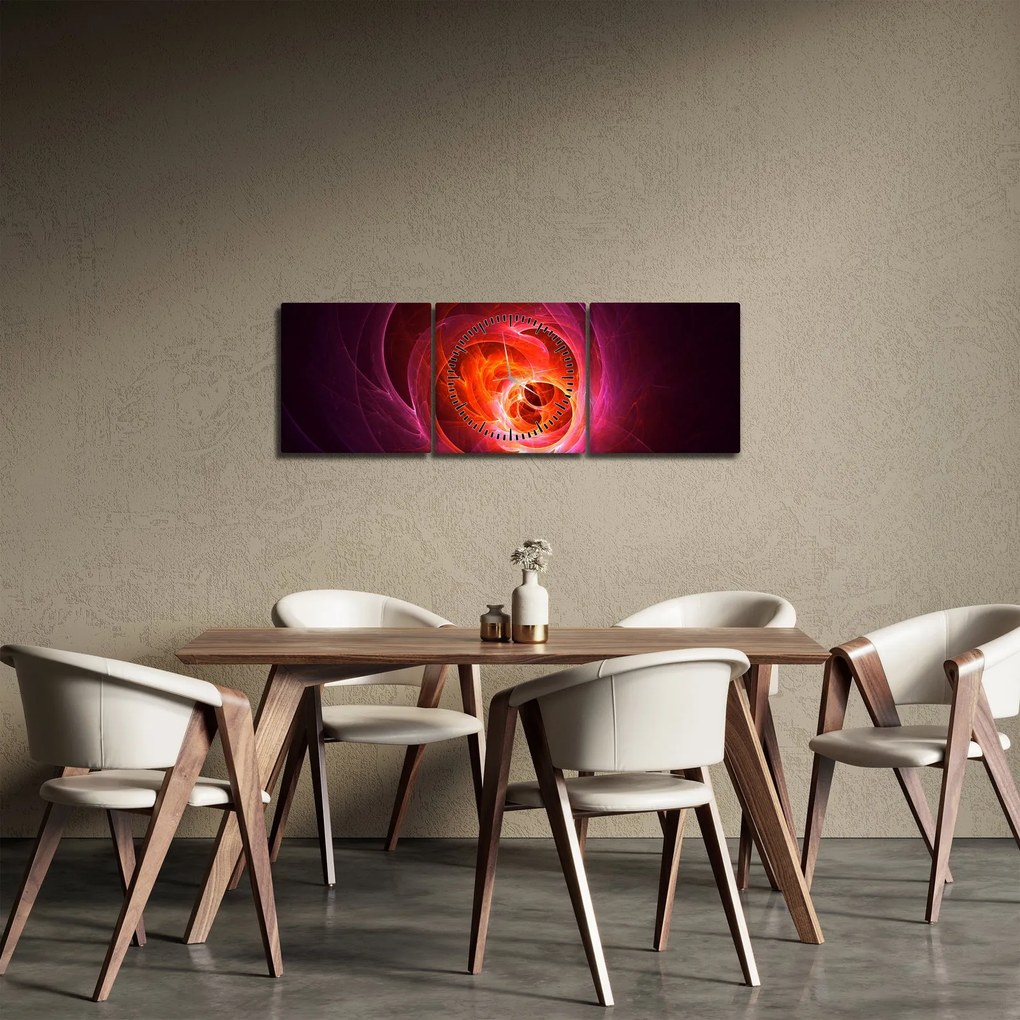 Modern rózsaszín absztrakció képe (órával) (90x30 cm)