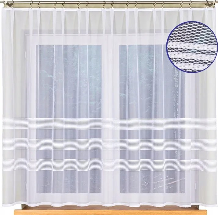 Jacquard Függöny 300x160 Kész Béka Szoba Csíkok Konyha Fehér