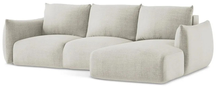 Bézs kinyitható sarokkanapé (jobb oldali-heverő résszel) Leila – Makamii